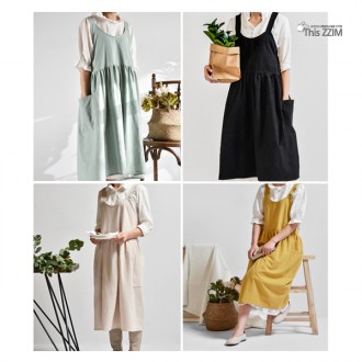 [이거찜] 예쁜 디자인 린넨프릴 원피스 앞치마